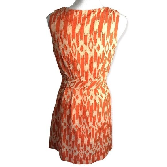 J.Crew Orange & Ivory Caroline Textured Dress in Ikat - Picture 5 of 9